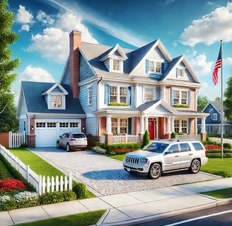 Modern American dream home in a suburban neighborhood - artificial intelligence, latest ai news, ai tools