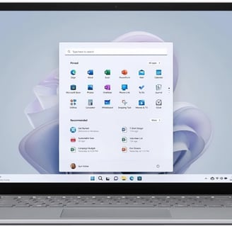 Microsoft Surface Laptop 5 15" in a front-facing view, featuring Windows 11, offering powerful performance.