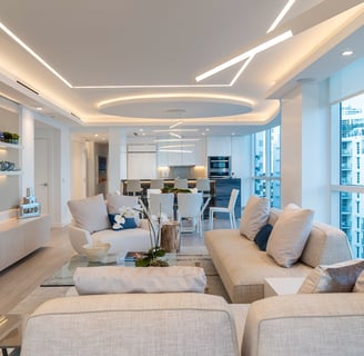 a living room with a couch and a television