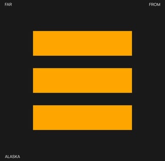 a black and yellow poster with the words far far far away from the camera