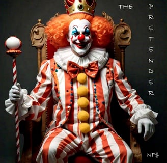 a clown clown sitting in a chair with a baseball bat