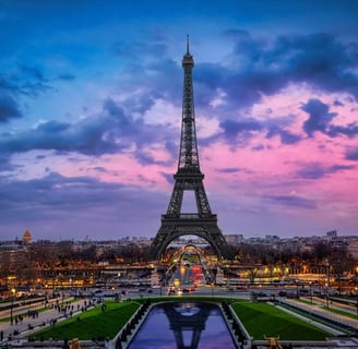 A stunning view of Paris with the iconic Eiffel Tower standing tall against the skyline