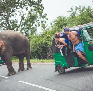 a man riding a tuk tuk tuk tuk tuk with a