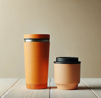 Two stainless steel tumbler on the table