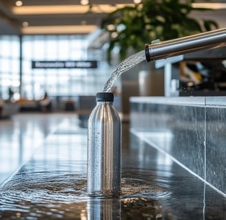 a water bottle with water flowing out of it