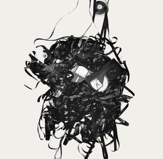 1 year anniversary cover of the poetry book Tapes in Drag by LVF. It shows a spool of unraveled tape