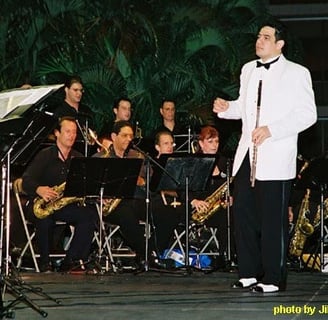 Maestro Bobby Ramirez leading the Latin Jazz Club big band orchestra