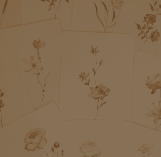 fundo esmaecido com a pintura de diversas flores em aquarela
