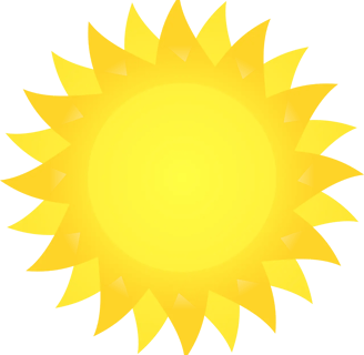 Icône représentant un soleil jaune stylisé, symbolisant l’ensoleillement ou la lumière naturelle.