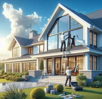a man put window tinting on a house