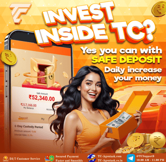 a woman holding a box with money and coins
