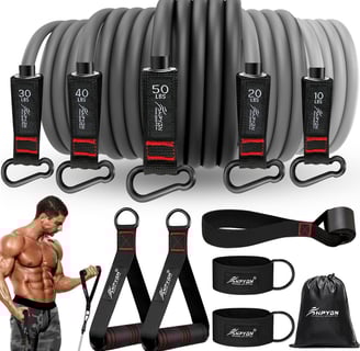 Resistance Bands, Exercise Bands with Handles, Fitness Bands, Workout Bands with Door Anchor and Ank