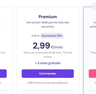 pricing page with pricing options for a website