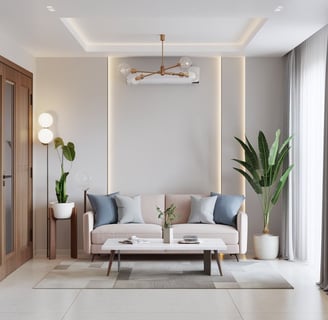 a living room with a couch and a television