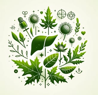 Nature-inspired representation of the liver-boosting power of Silymarin, featuring Milk Thistle plan