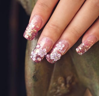 3D Floral nail design