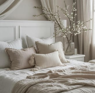 boho bedroom decorated with natural materials