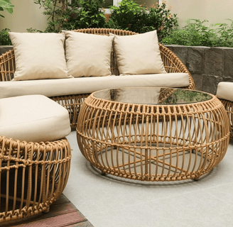 boho rattan coffee table
