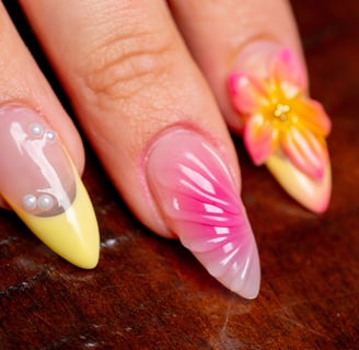 3D flower nail design