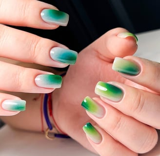 green ombre nails