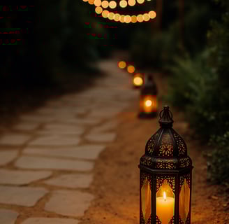Moroccan lanterns along walkways