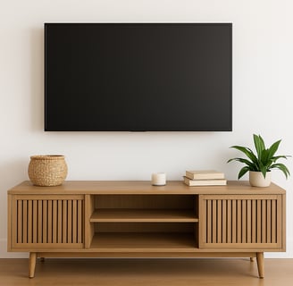 a tv screen mounted on a wall