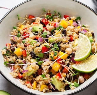 quinoa avocado protein breakfast bowl