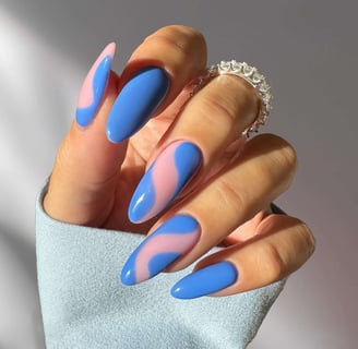 blue abstract nails