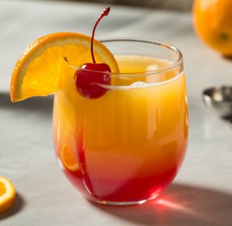 Sunrise Mocktail with orange juice and grenadine, non-alcoholic drink.