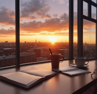 MacBook Air beside gold-colored study lamp and spiral books
