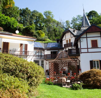 view of villa ombrosa from garden