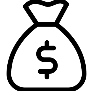 Ícone de bolsa de dinheiro simbolizando orçamento.