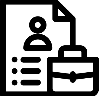 Ícone de curriculo e maleta simbolizando emprego