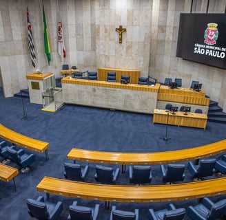 A plenária da Câmara Municipal de São Paulo com suas 55 cadeiras — Foto: CMSP/divulgação