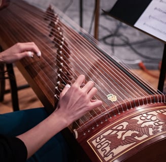 Annie Zhou Recording Guzheng at Studio