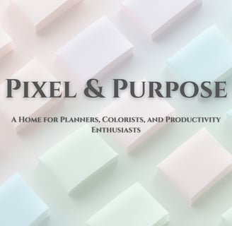 a banner image of pastel postit notes with the text pixel and purpose 