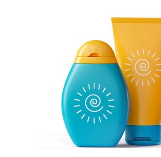 Bottles of sunscreen