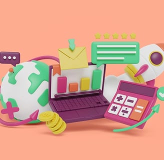 Símbolos relacionados ao marketing digital para advogados