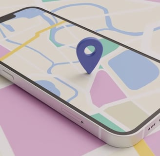 Celular com ícone de endereço físico