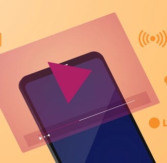 Desenho de celular com ícones de redes sociais e de gravação