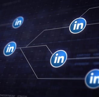 Rede com o logo do Linkedin