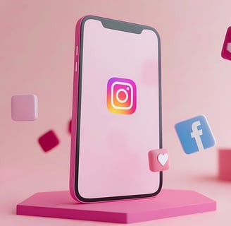 Celular com ícones do Instagram e Facebook