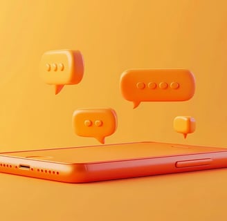 Celular com ícones relacionados a conversas