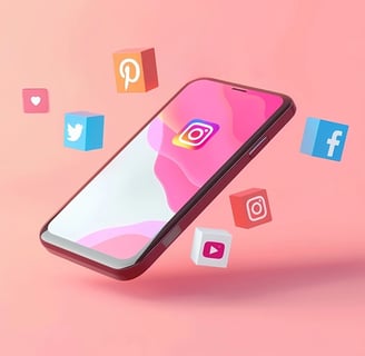 Celular com ícones de redes sociais