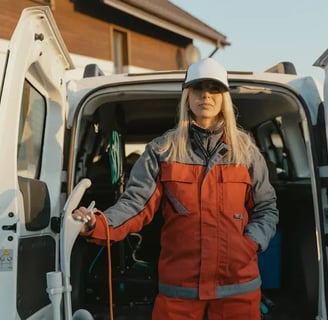 a cleaning lady going for post construction cleaning