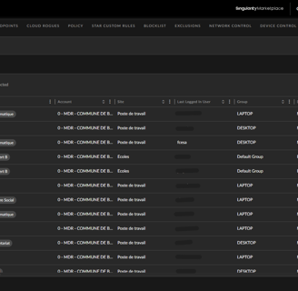 Voici une image avec la liste des PC possédant un agent Sentinel d'installer