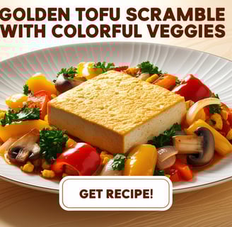 Golden tofu scramble with colourful veggies