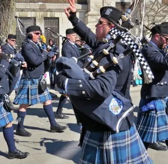 Défilé, St-Patrickk, fanfare bleue.