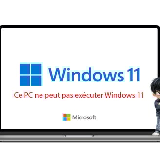 On voit un ordinateur portable qui ne peut pas faire la mise à jour Windows 11