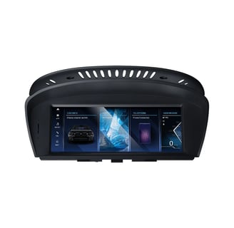 a car dashboard with a display of a car